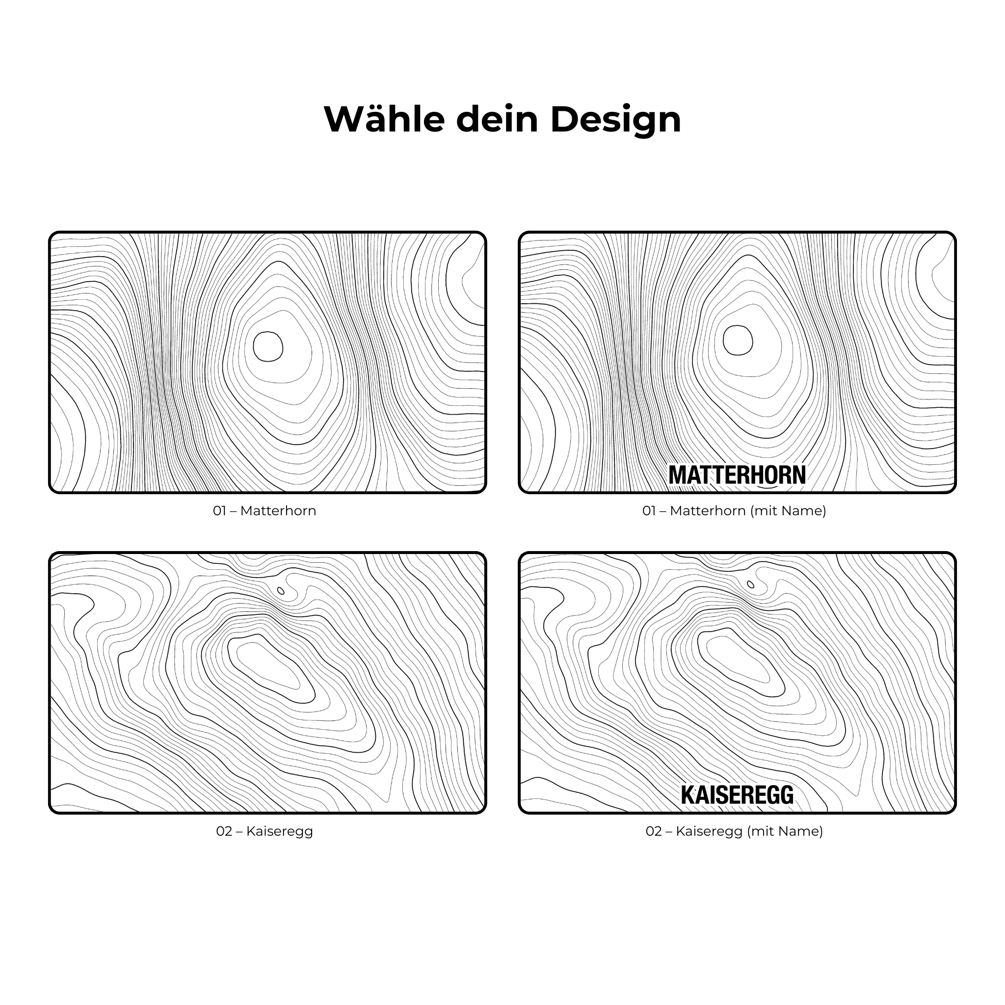 Kirschholz Schneidebrett Alpen-Höhenlinien