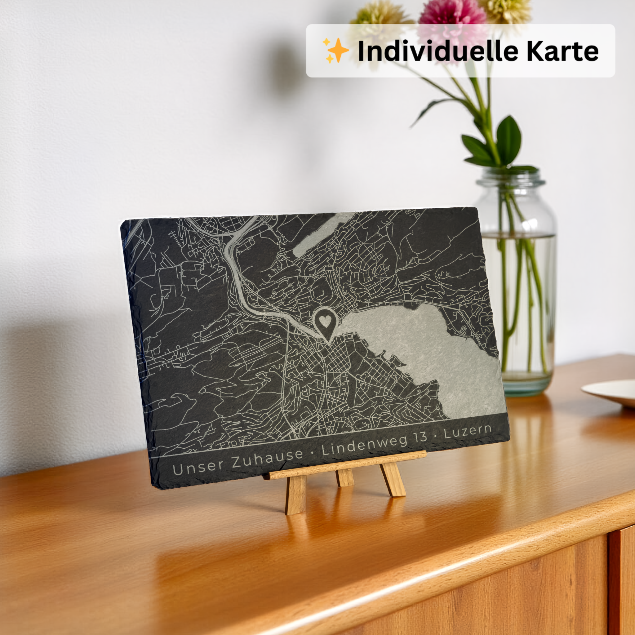 Schieferplatte Lieblingsort (individuelle Karte)