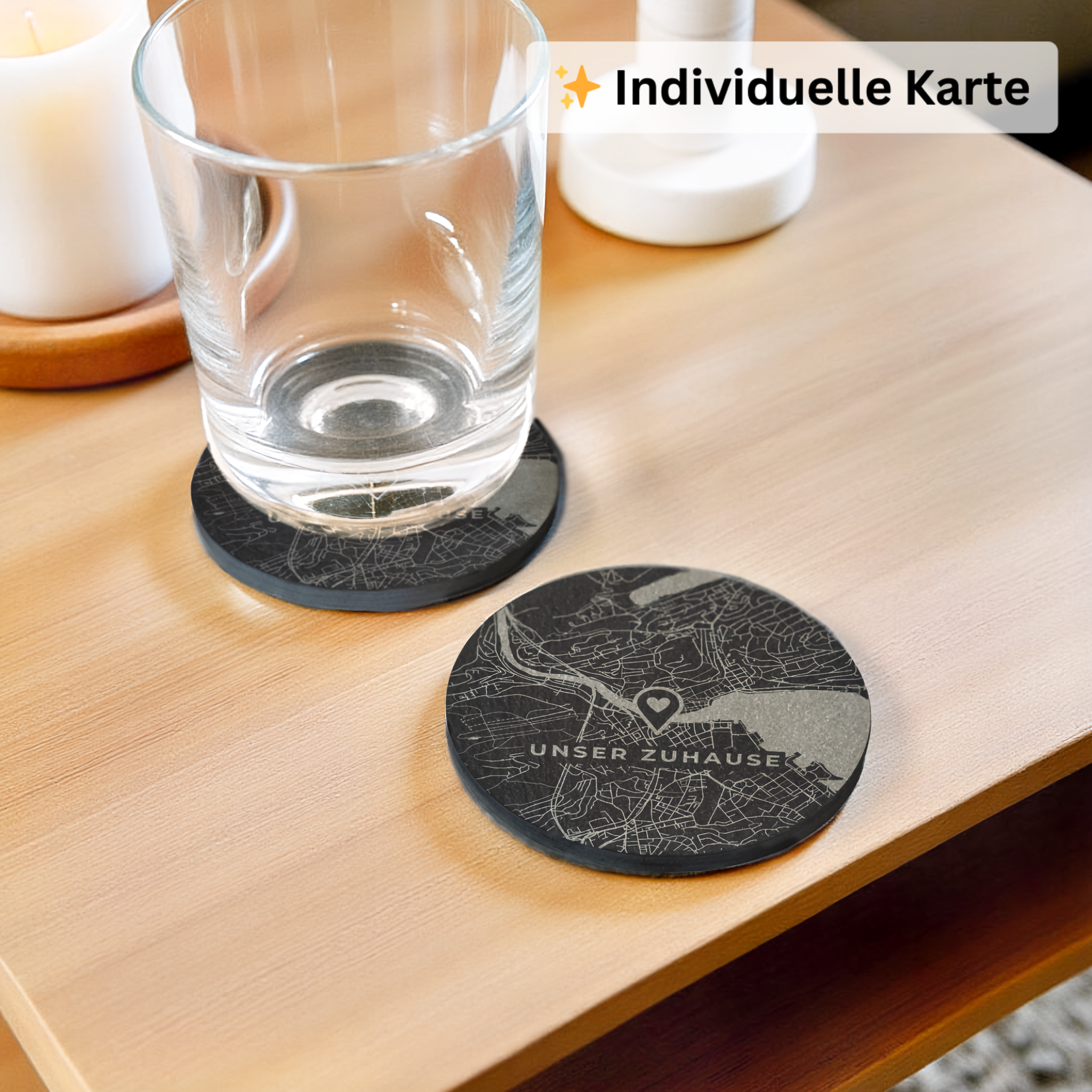 Schiefer-Untersetzer Lieblingsort (individuelle Karte)