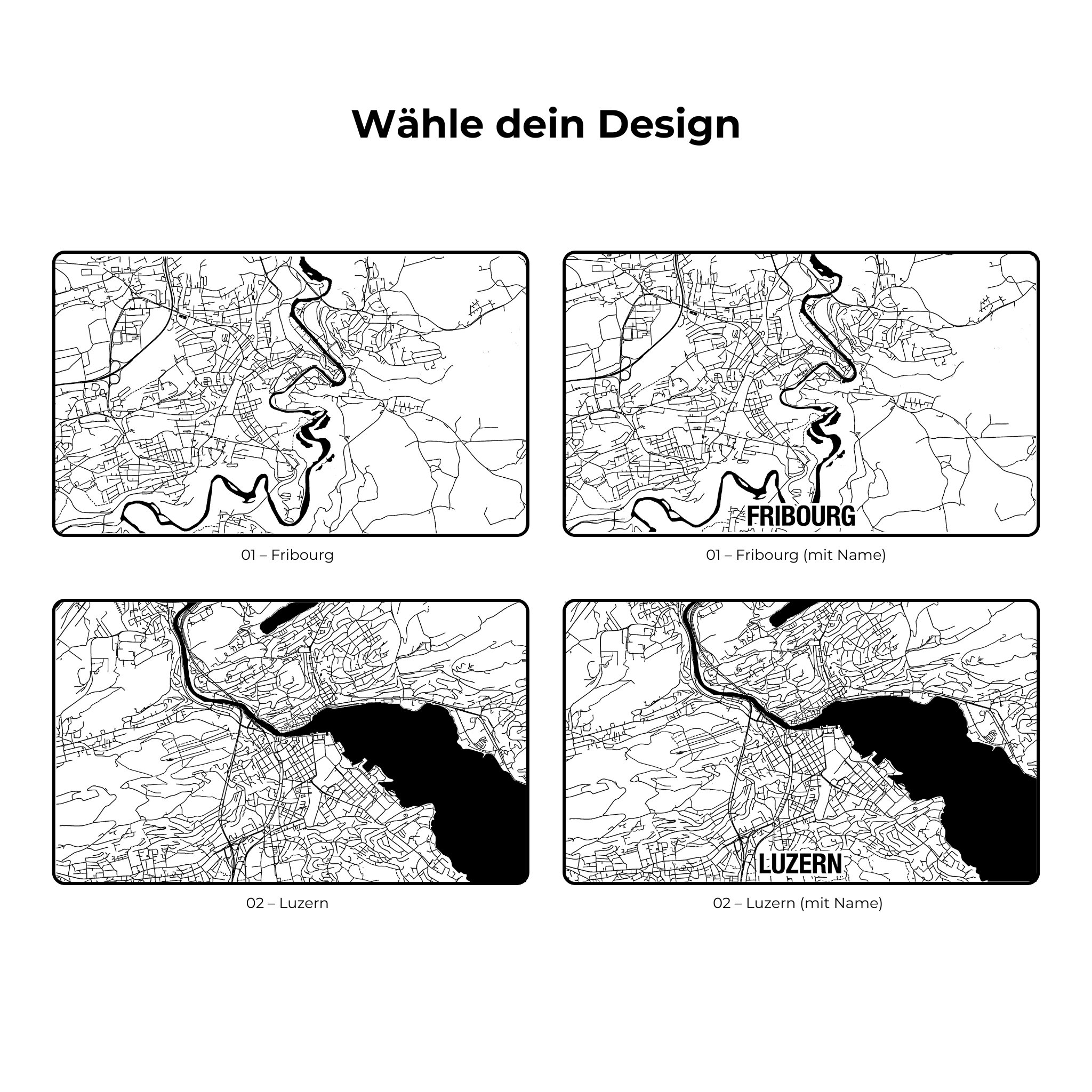 Kirschholz Schneidebrett Stadtkarten