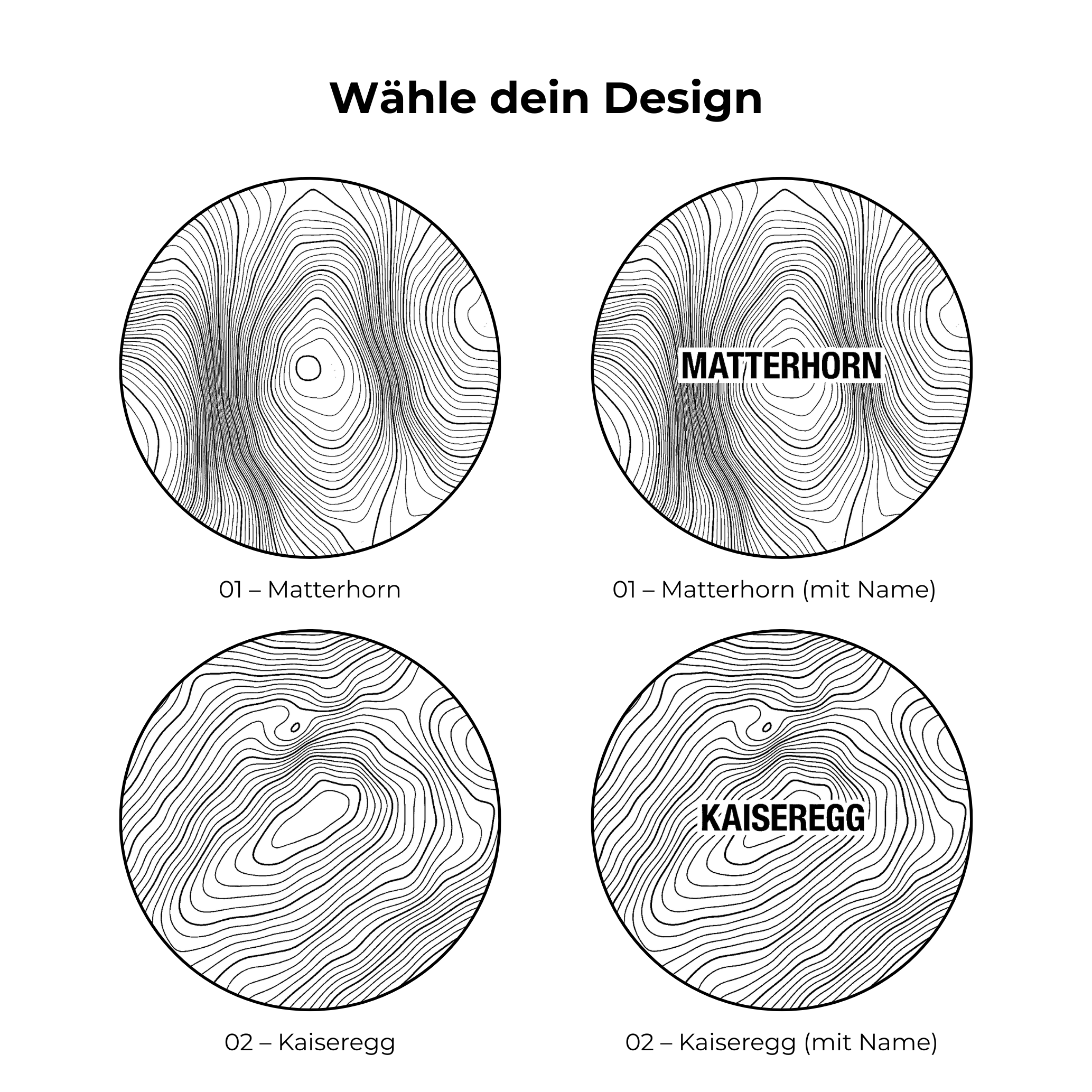 Eichenholz-Untersetzer Alpen-Höhenlinien