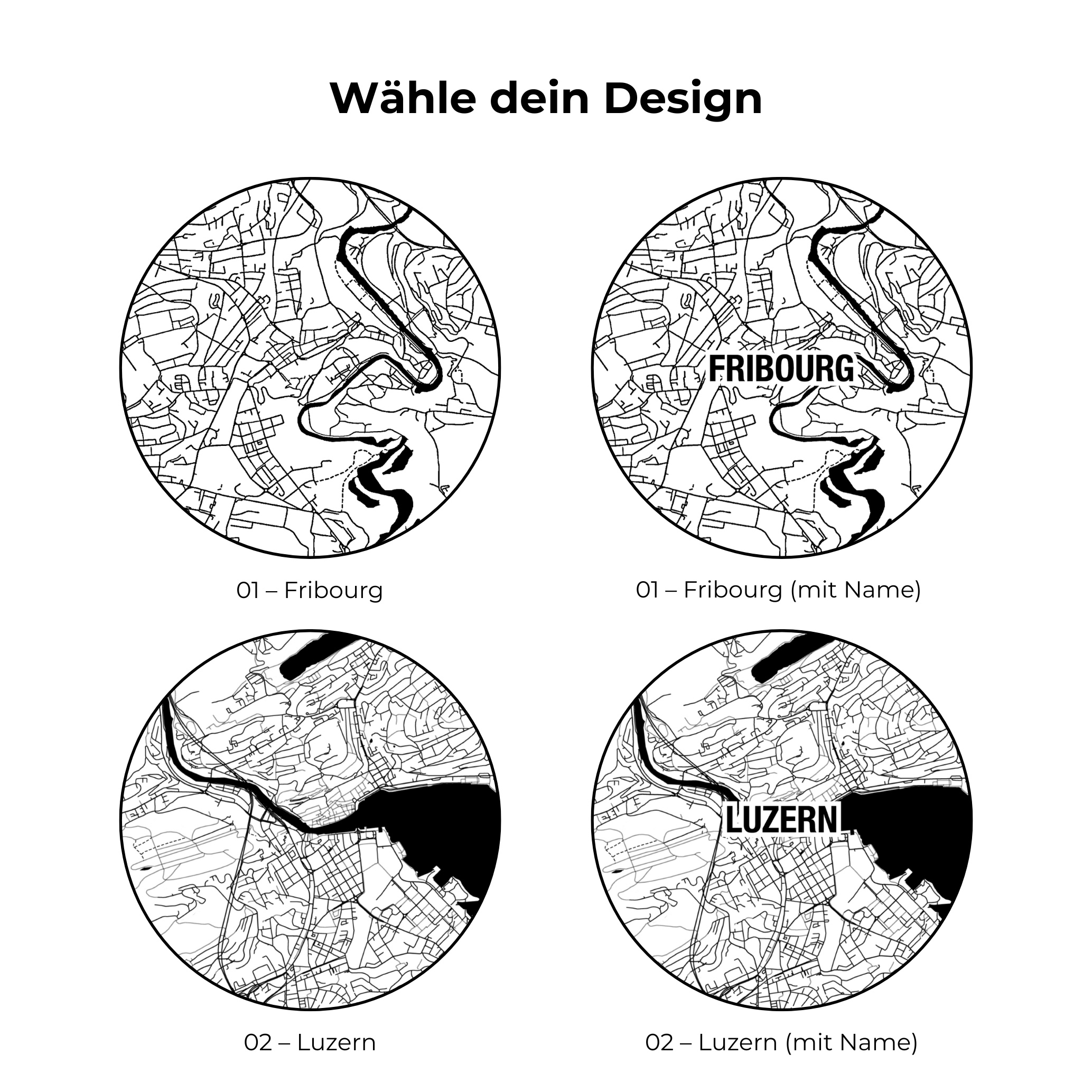 Eichenholz-Untersetzer Stadtkarten