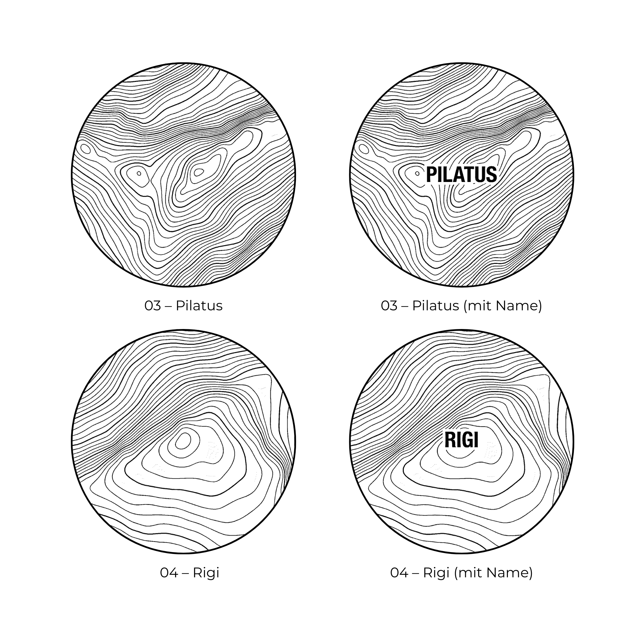 Eichenholz-Untersetzer Alpen-Höhenlinien