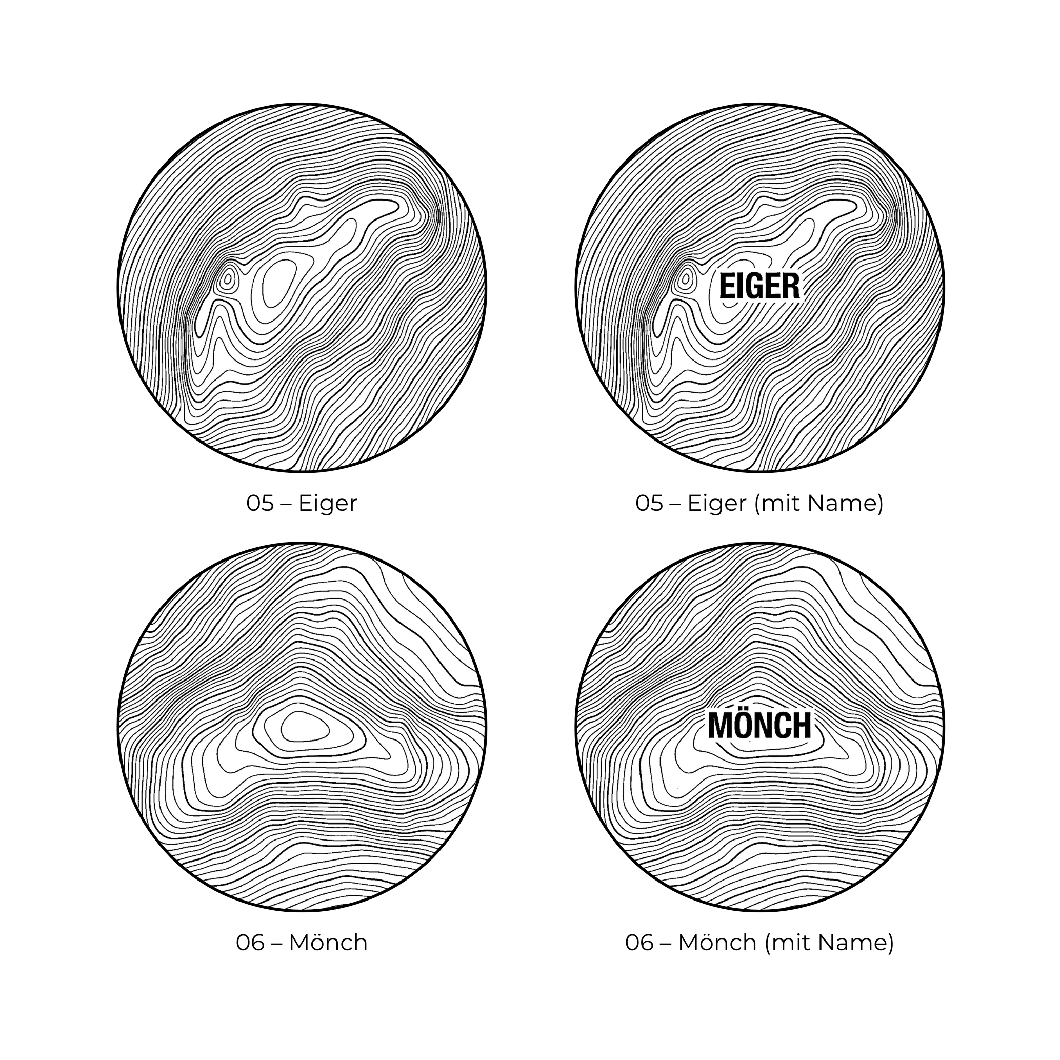 Eichenholz-Untersetzer Alpen-Höhenlinien