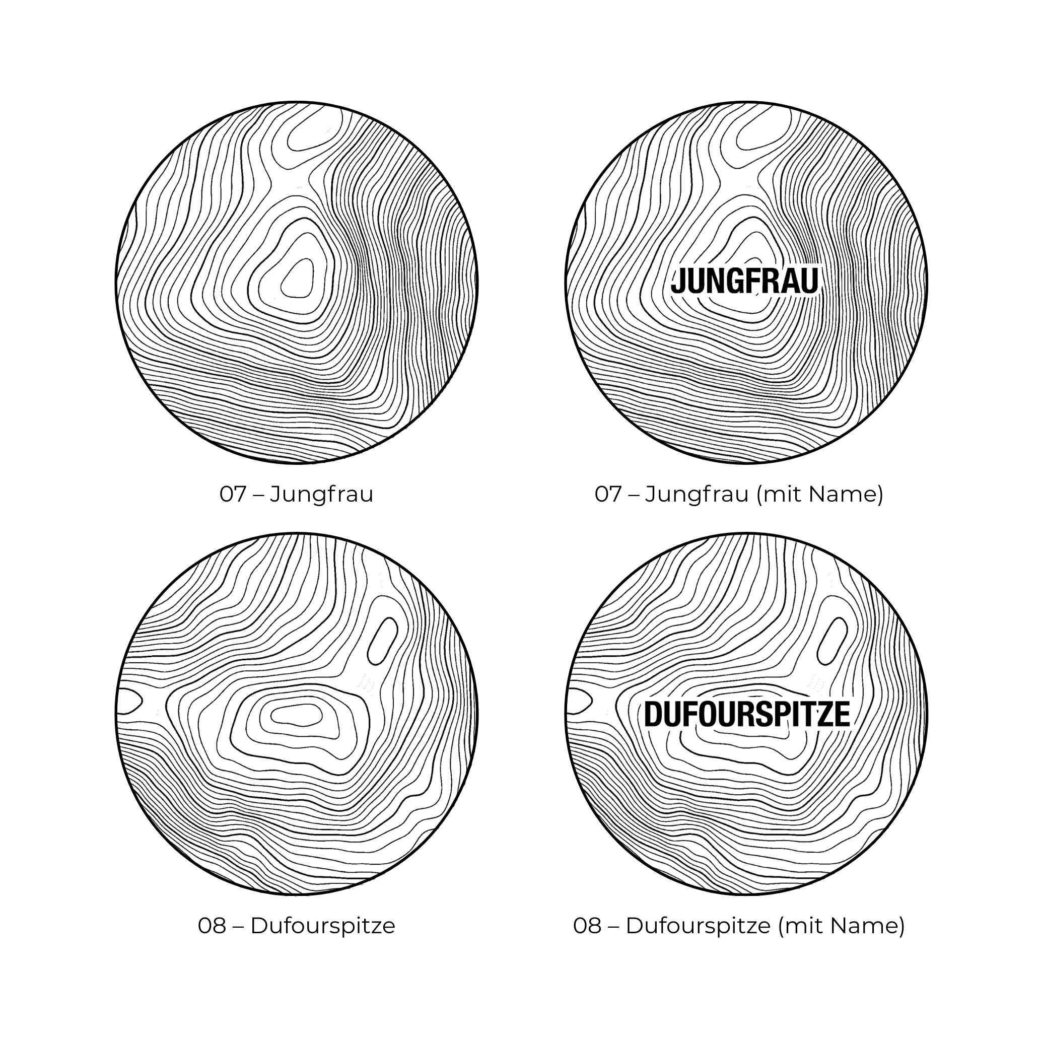Eichenholz-Untersetzer Alpen-Höhenlinien