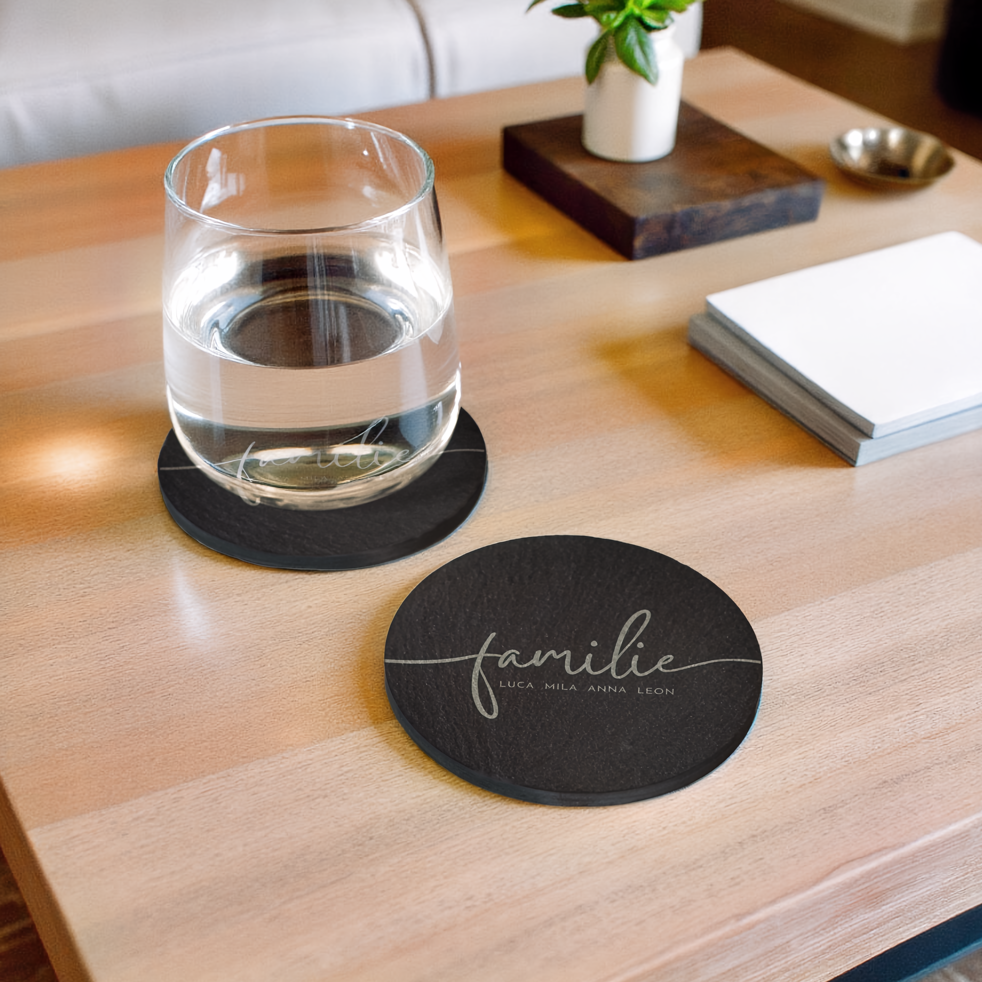 Schiefer-Untersetzer Familie