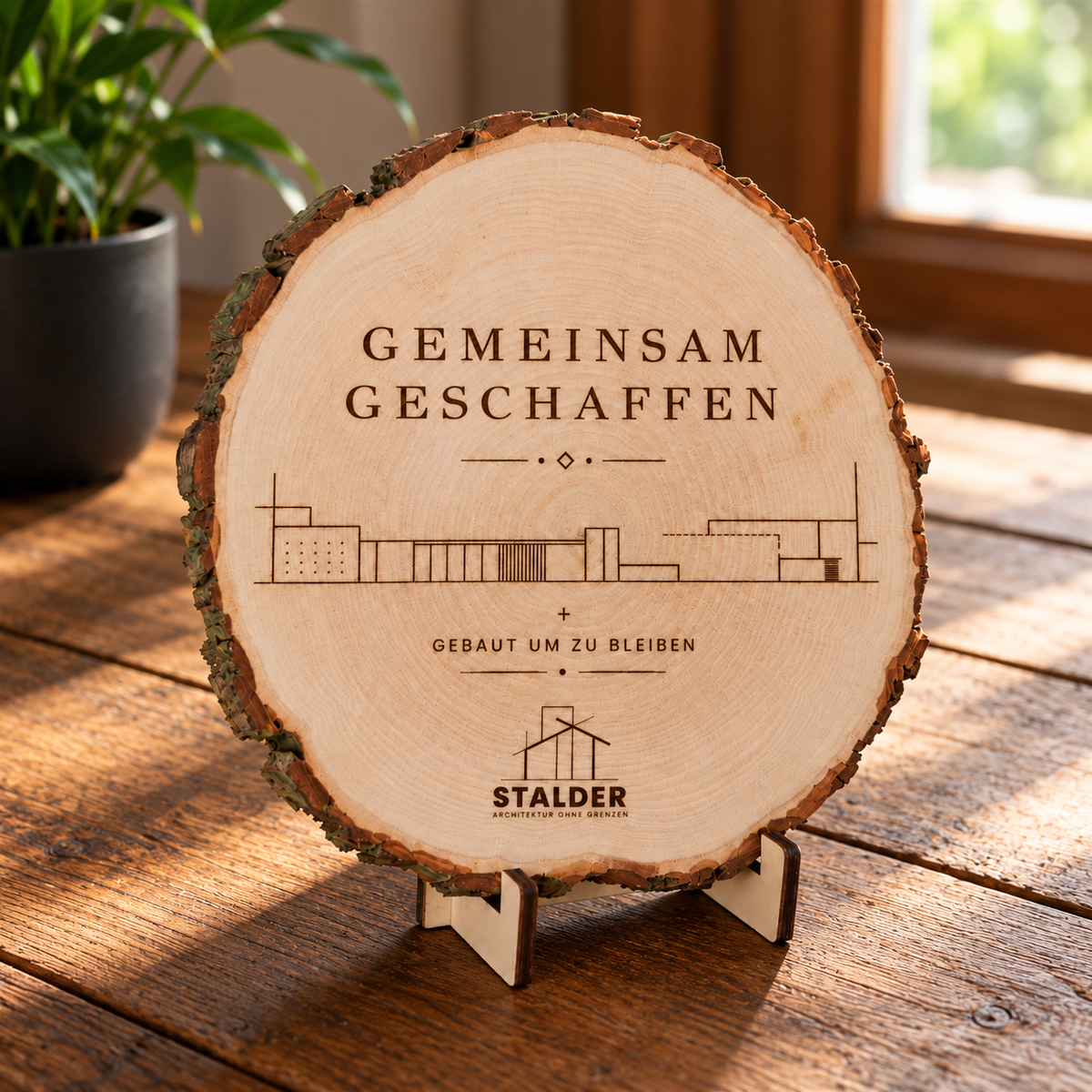 Erlenholz Baumscheibe Projektabschluss
