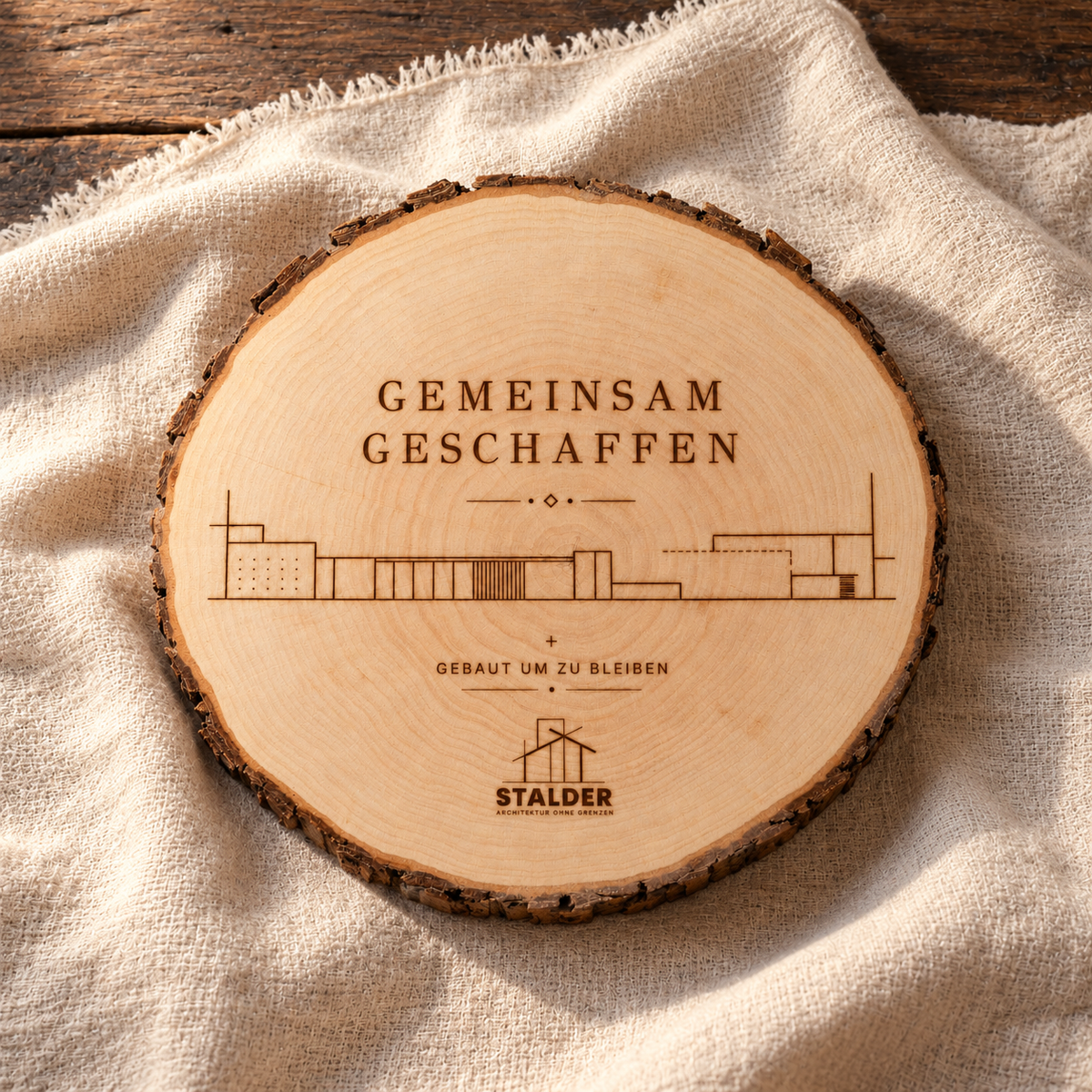 Erlenholz Baumscheibe Projektabschluss