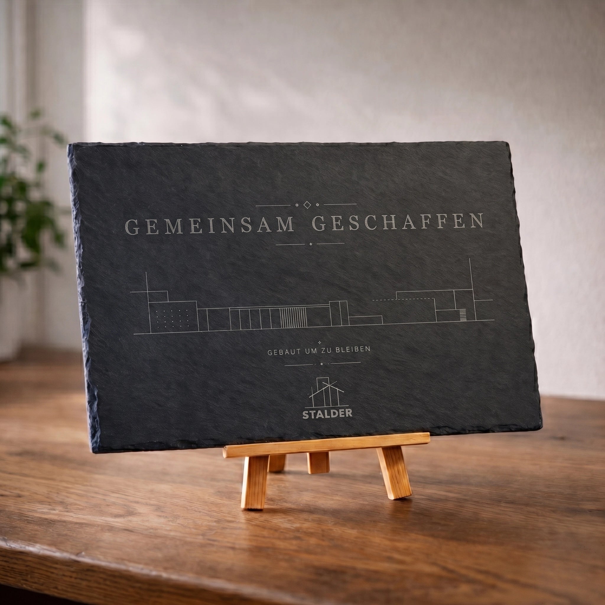 Schieferplatte Projektabschluss